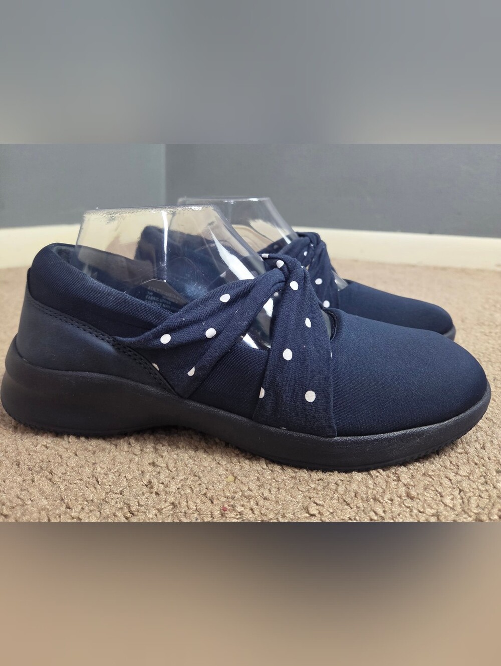 comfortview Navy Polka Dot Crossover Slip-On Mules